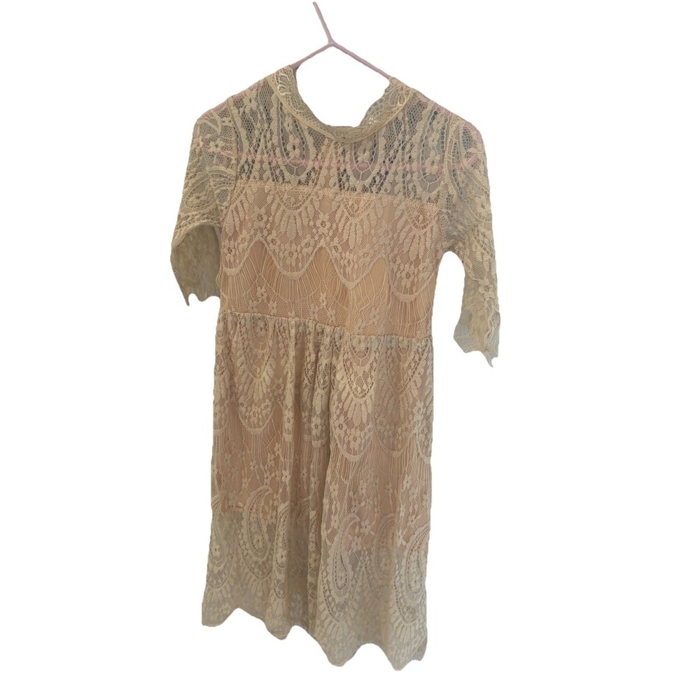 NWT Beautiful Champaigne Little Girls 4t Lace Dress fall photos
